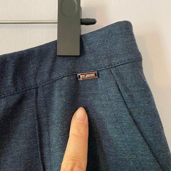 St. John Navy Blue Heathered Pintuck Stretchy Straight Leg Pants Women's size 12 - Picture 5 of 12